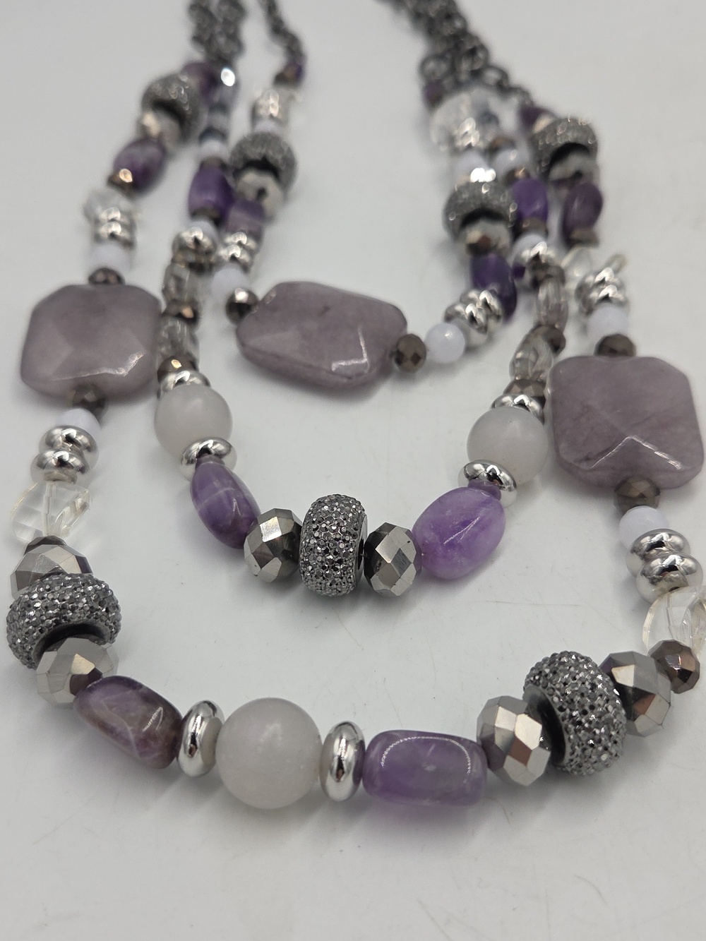 Chico's Multi-Strand Purple Gemstone and Crystal Necklace - Picture 4 of 5